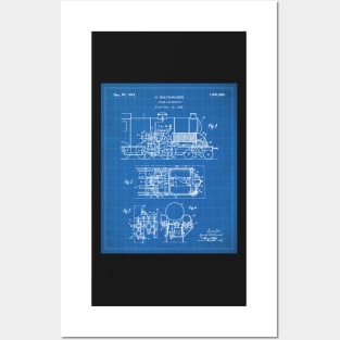 Steam Train Patent - Steam Locomotive Art - Blueprint Posters and Art